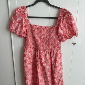 J. Crew Pink Paisley Midi Dress
